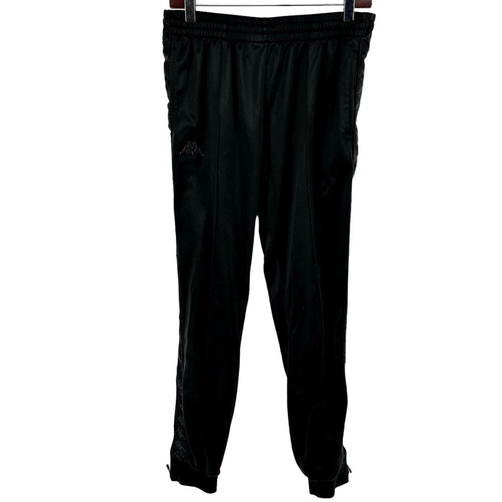 Kappa Sports Trousers Sweatpants Drawstring Tapered Ankle Zip Black Large